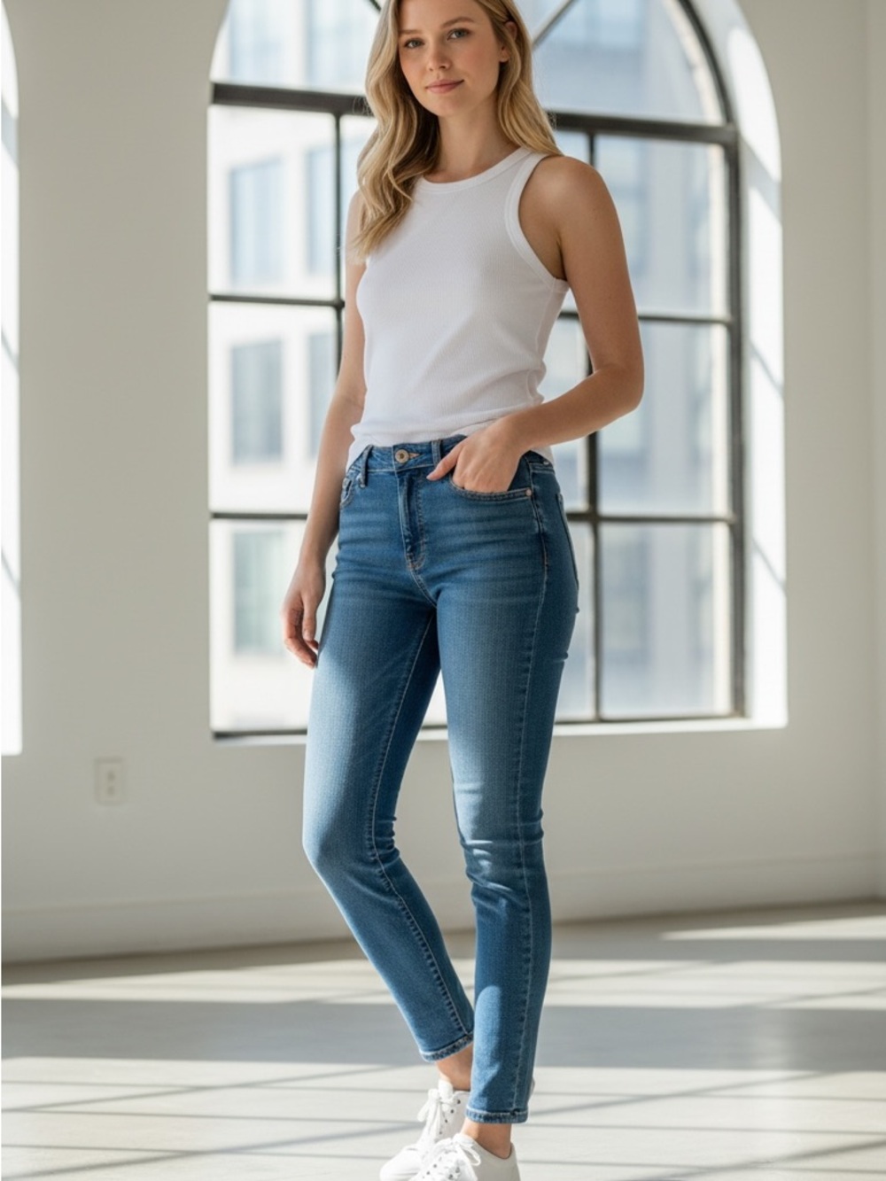 PAIGE Mid-Blue High Rise Skinny Women's Jeans